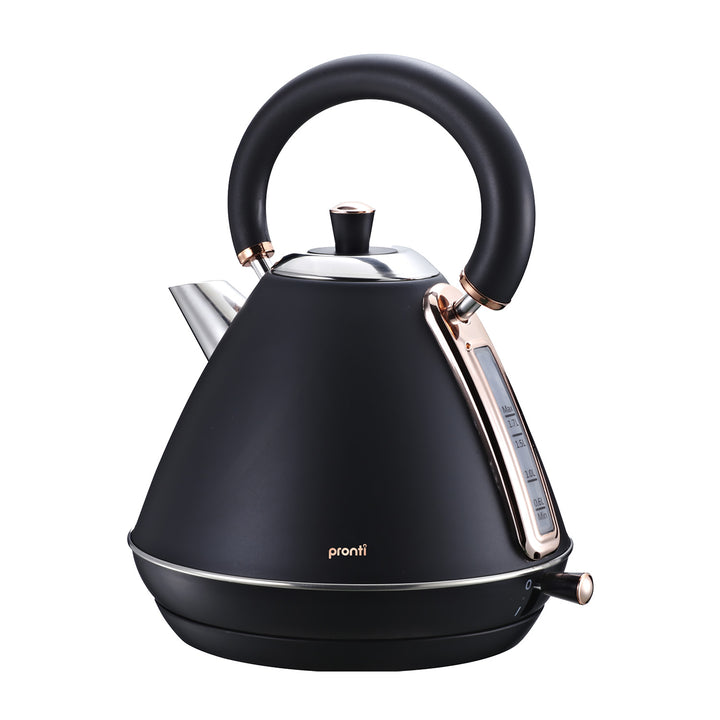 Pronti Rose Trim Collection Toaster & Kettle Bundle - Black