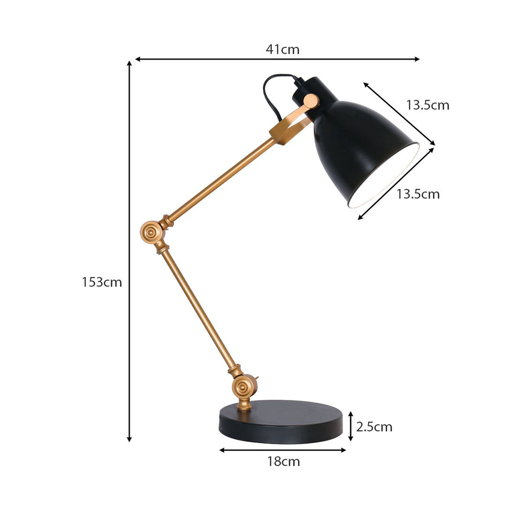 Sarantino Adjustable Metal Table Lamp In Black And Gold