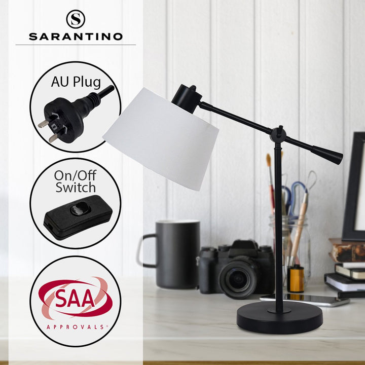 Sarantino Adjustable Metal Table Lamp In Black