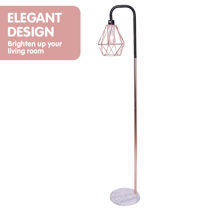 Sarantino Rose Gold Floor Lamp with Geometric Shade