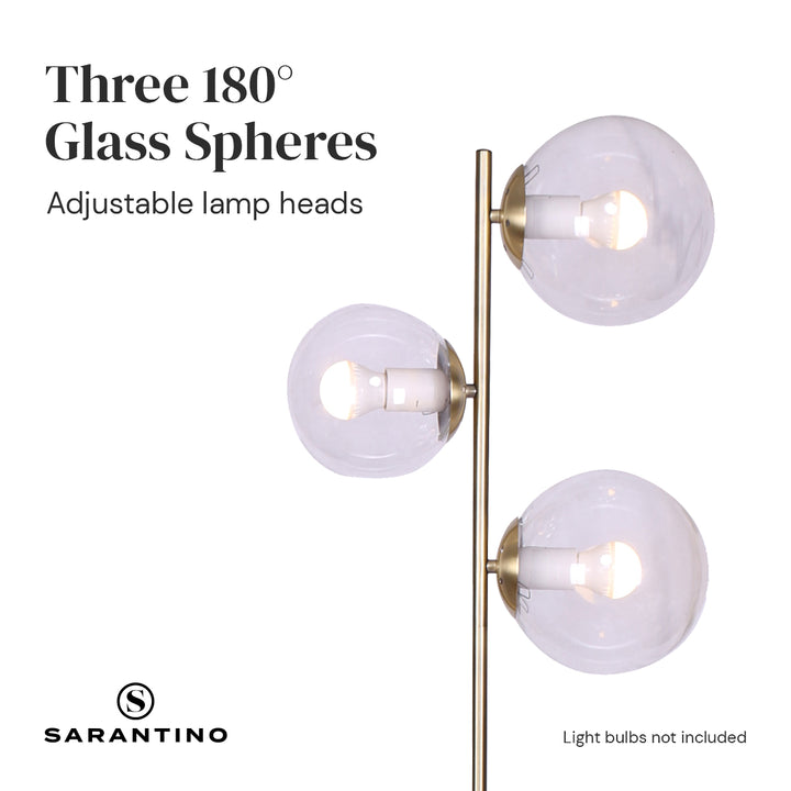 Sarantino 3-Light Gold Metal Floor Lamp with Glass Shades