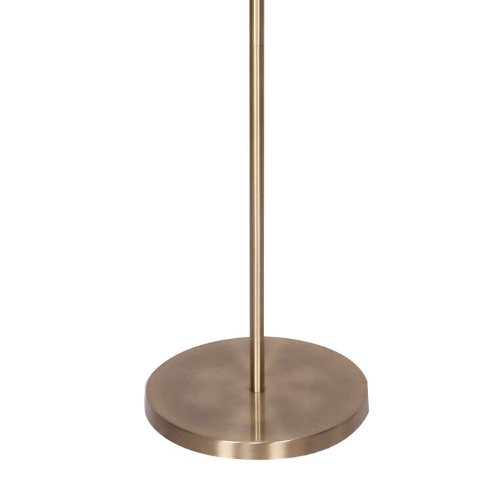 Sarantino Metal Floor Lamp in Antique Brass Finish with Cream Linen Fabric Shade