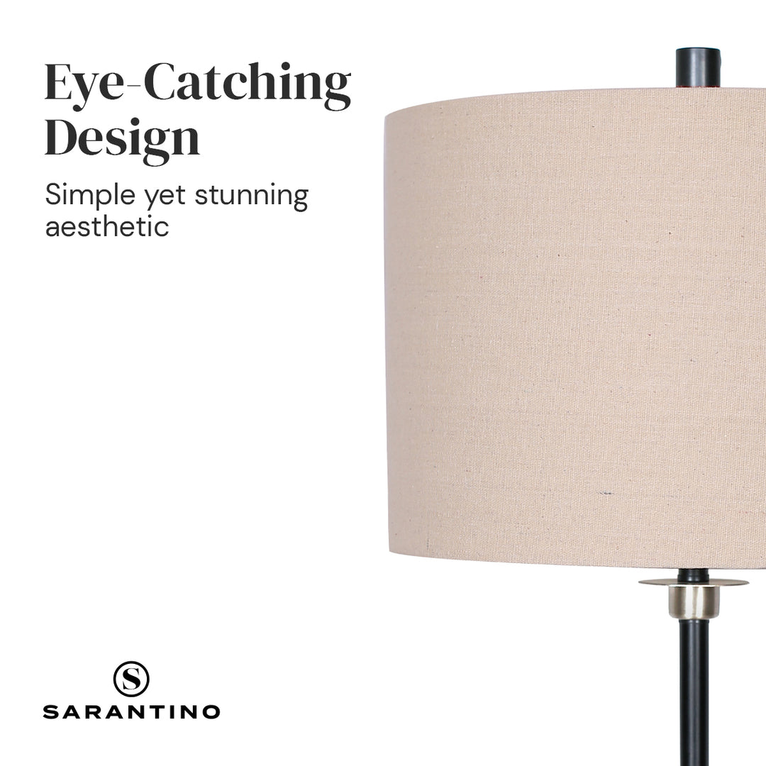 Sarantino Metal Table Lamp with Linen Drum Shade