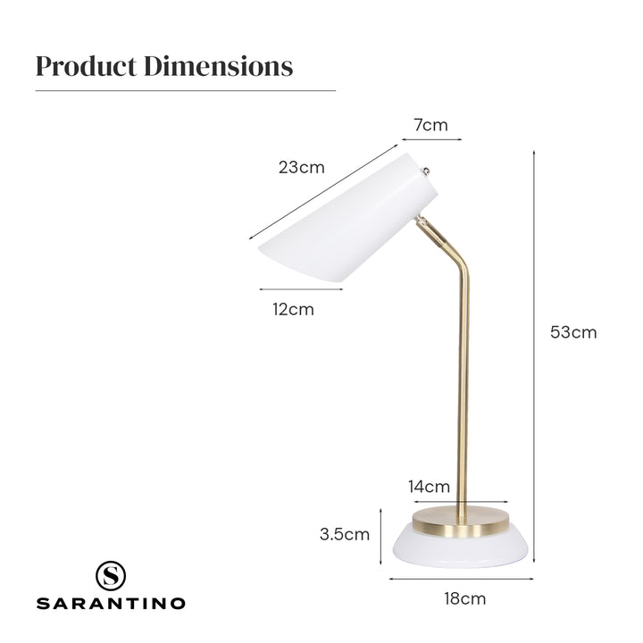 Sarantino Electric Reading Light Table Lamp Brass Finish - White