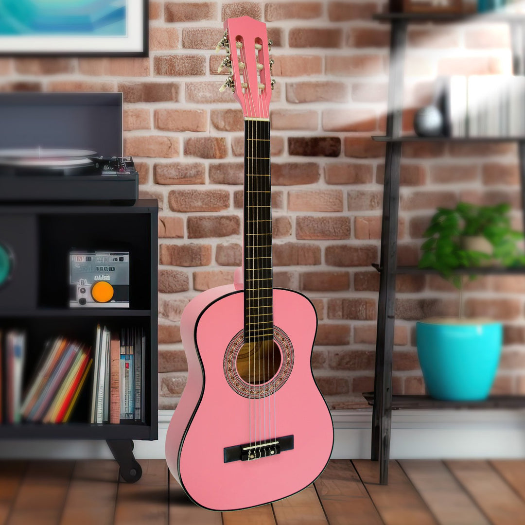 Karrera 34in Acoustic Wooden Childrens Guitar - Pink