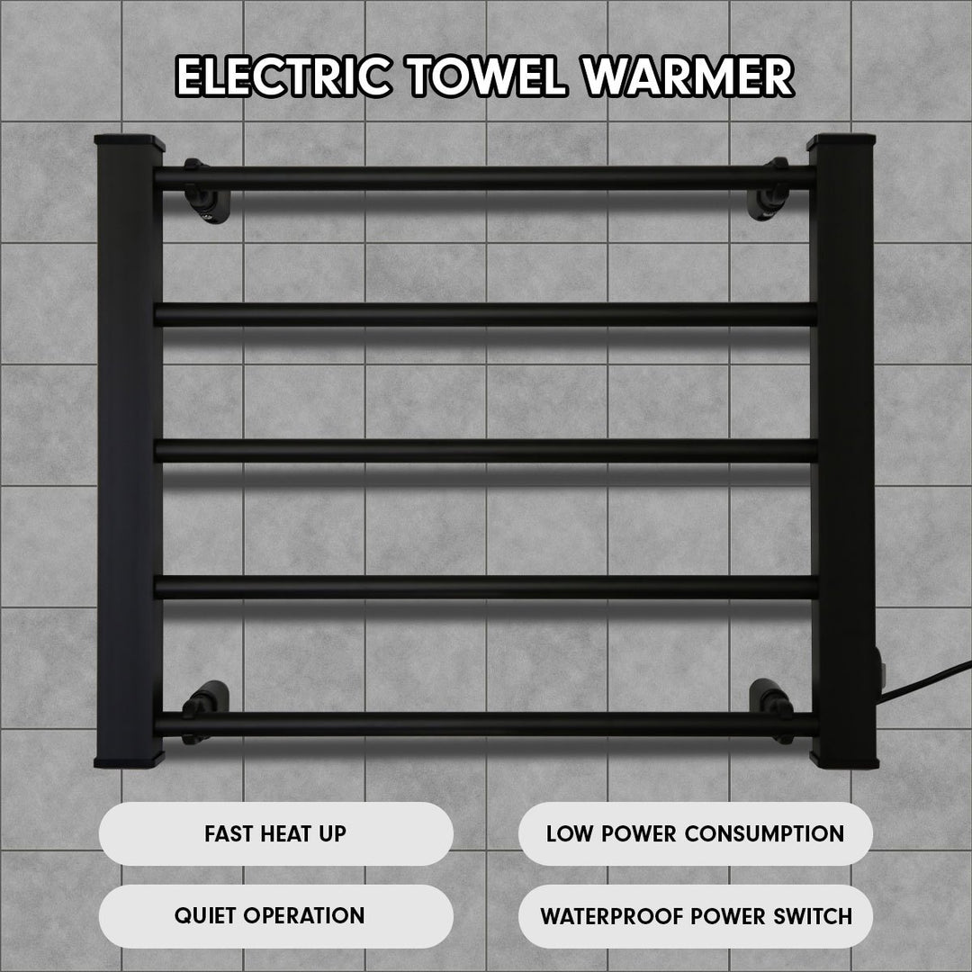 Pronti Heated Towel Rack Electric Bathroom Towel Rails Warmer Ev-90 -black