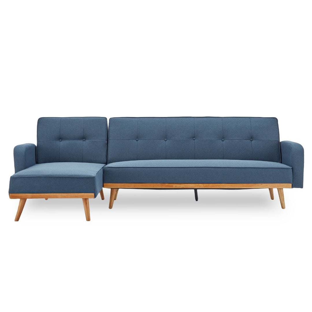 Sarantino 3-Seater Corner Sofa Bed with Chaise Lounge - Blue