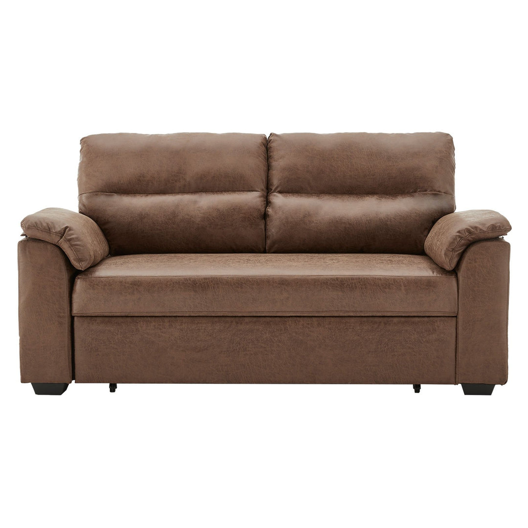 Sarantino Distressed Fabric Sofa Bed Couch Lounge - Brown