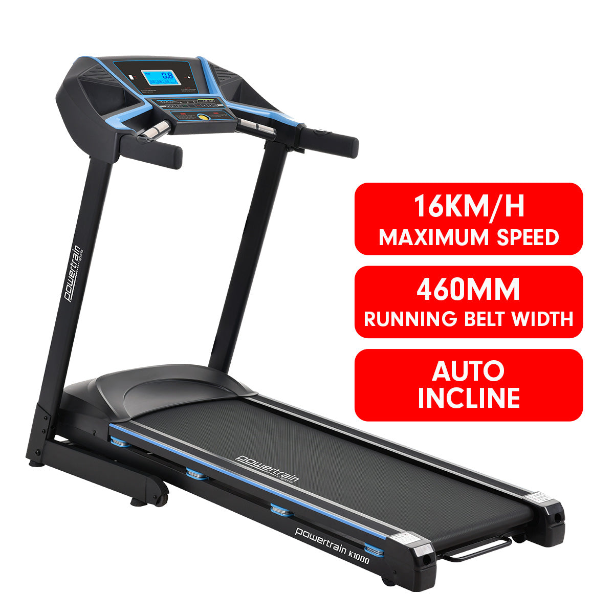 Powertrain K1000 Foldable Treadmill with Incline for Home Gym Cardio