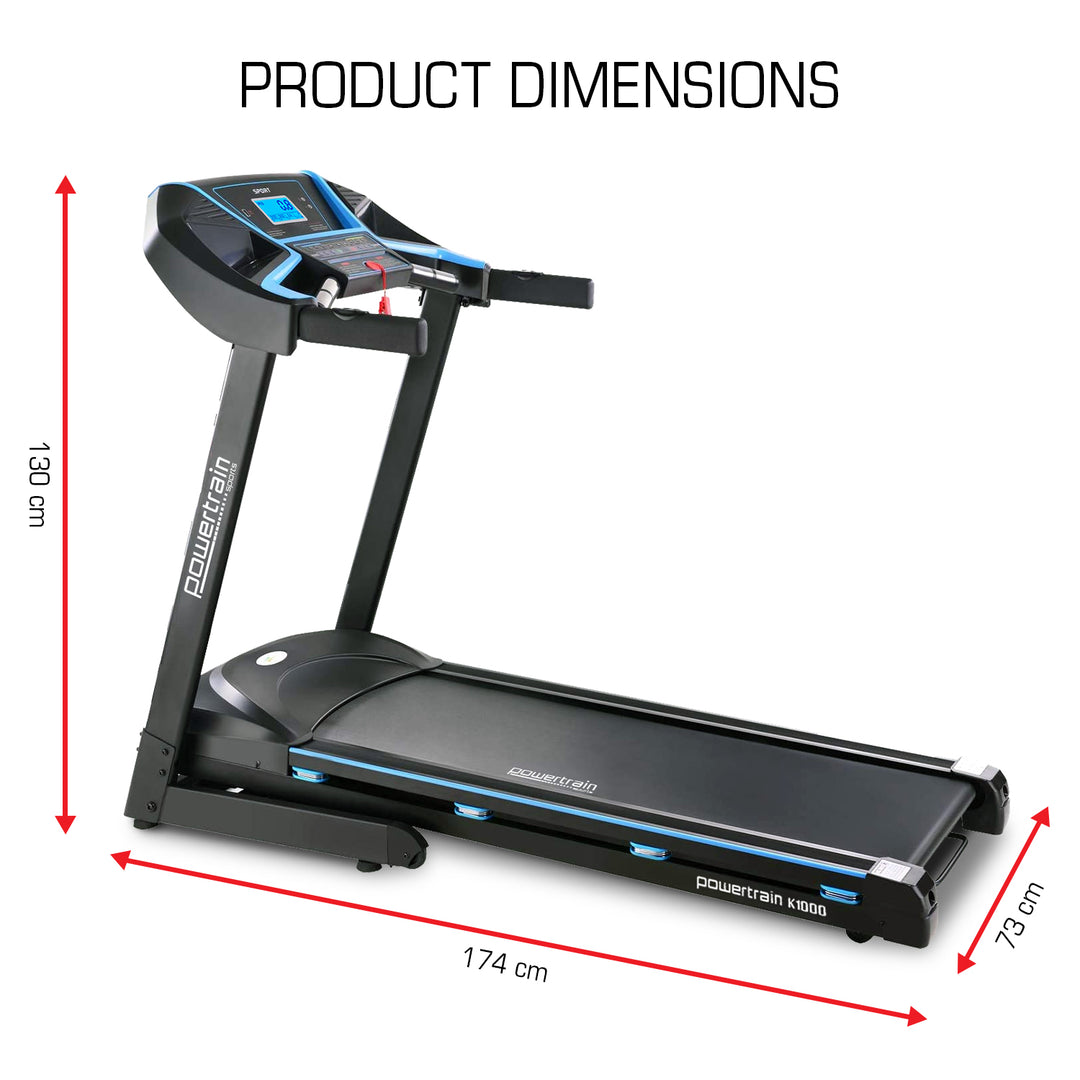 Powertrain K1000 Foldable Treadmill with Incline for Home Gym Cardio