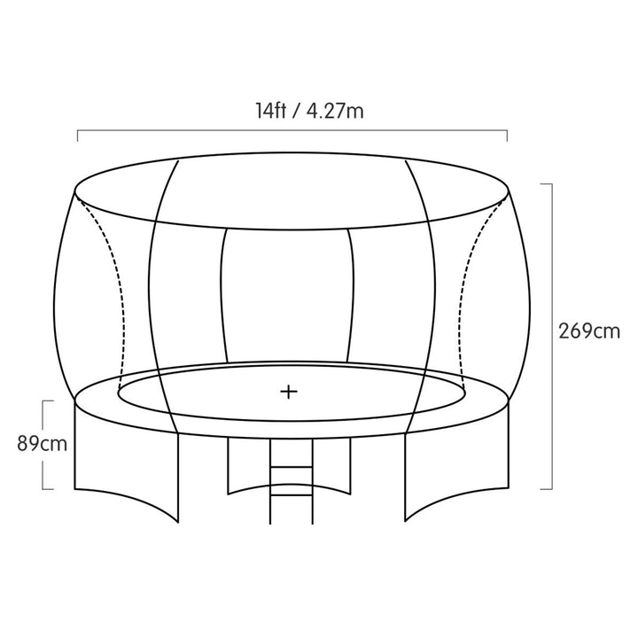 Kahuna 14ft Trampoline Free Ladder Spring Mat Net Safety Pad Cover Round Enclosure - Orange