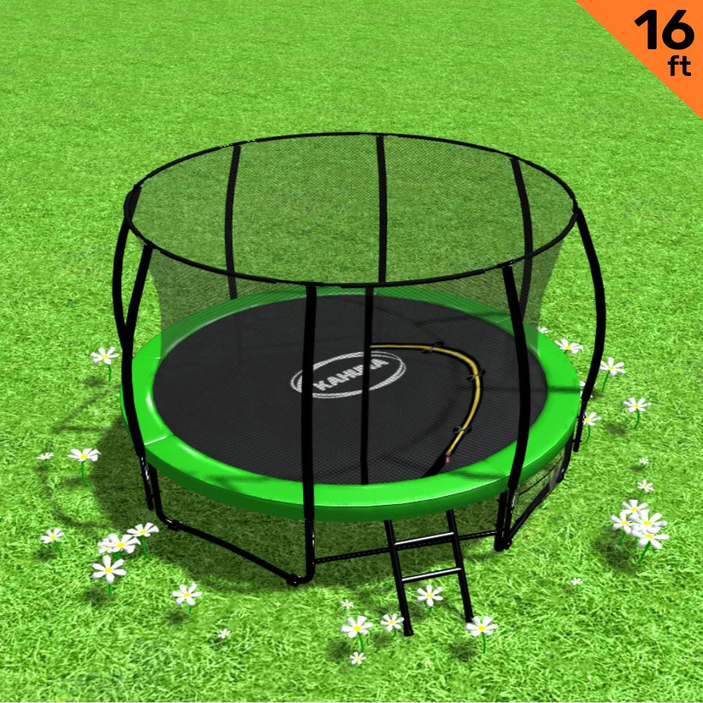 Kahuna 16ft Trampoline Free Ladder Spring Mat Net Safety Pad Cover Round Enclosure - Green