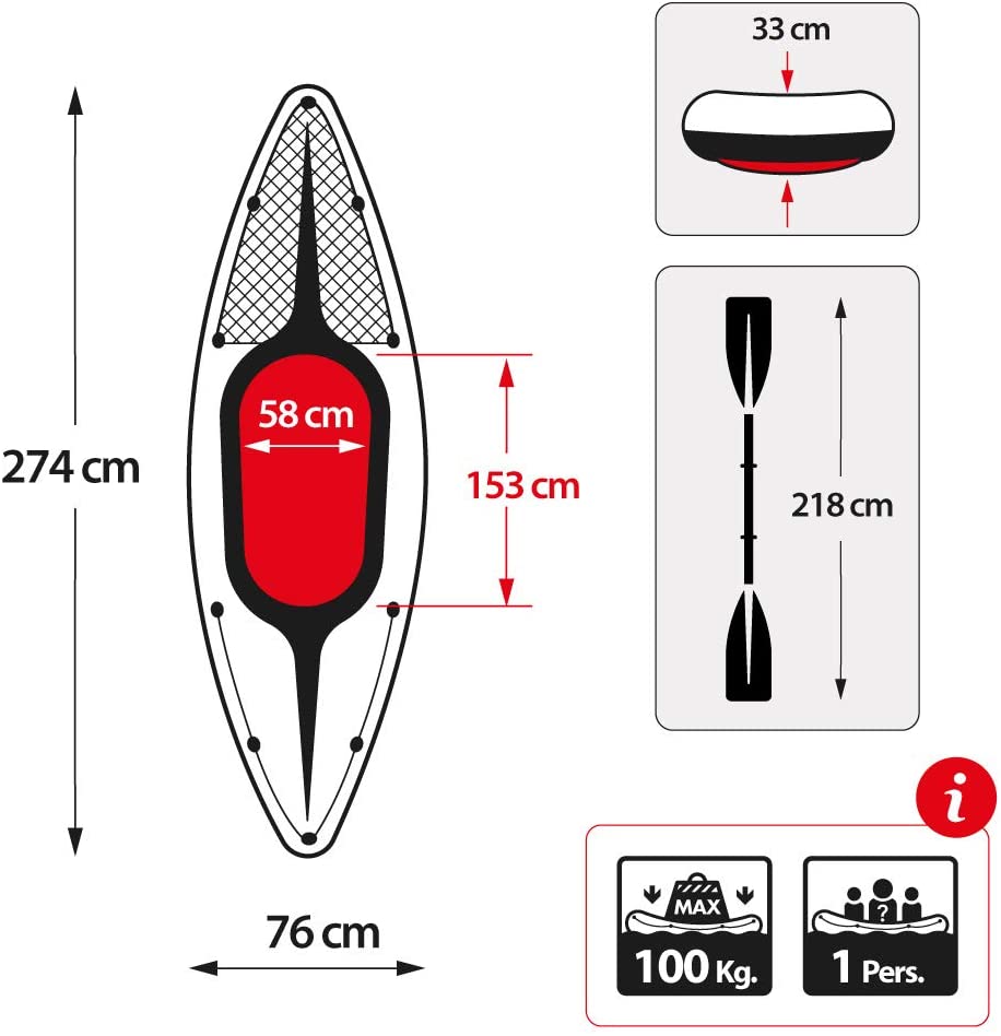 Intex Sports Challenger K1 Inflatable Kayak 1 Seat Floating Boat Oars River Lake 68305NP