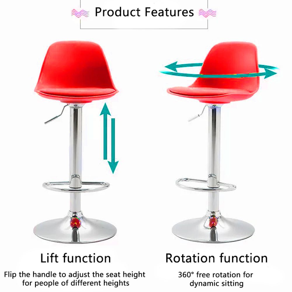 Bar Stools Kitchen Bar Stool Leather Barstools Swivel Gas Lift Counter Chairs x2 BS8402 Red