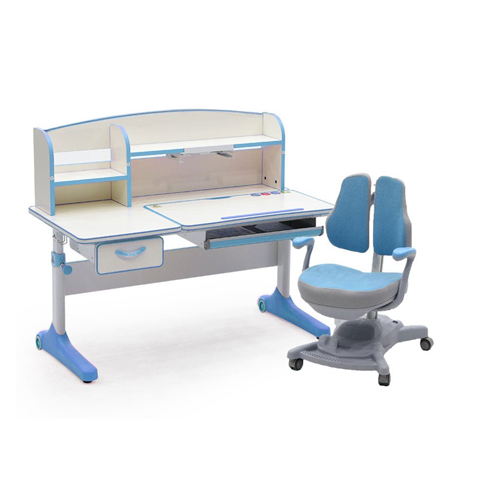 Height Adjustable Children Kids Ergonomic Study Desk Chair Set 120cm Blue AU