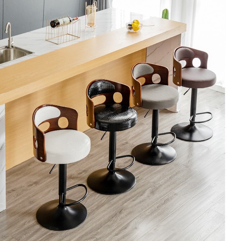 Bar Stools Kitchen Bar Stool Leather Barstools Swivel Gas Lift Counter Chairs- White