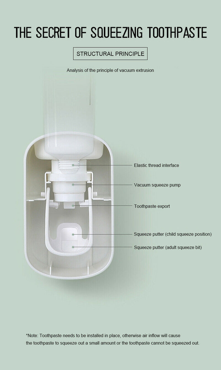 Ecoco Wall mount auto ands Free Toothpaste Dispenser Automatic Toothpaste Squeezer Bathroom Toothpaste Holder Black