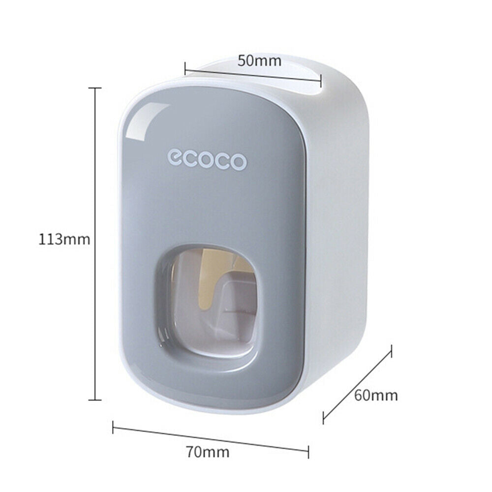 Ecoco Wall mount auto ands Free Toothpaste Dispenser Automatic Toothpaste Squeezer Bathroom Toothpaste Holder Black