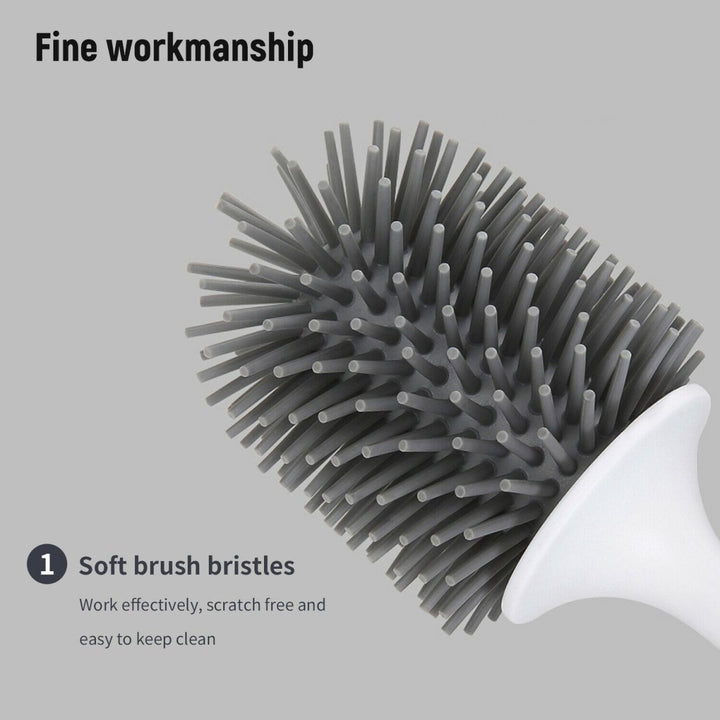 Ecoco Silicone Water Drop Toilet Brush Holder Set Wall-Mounted Cleaning Brush Tool Grey