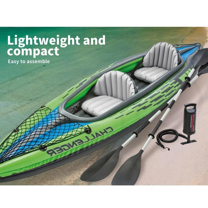 Intex Sports Challenger K2 Inflatable Kayak 2 Seat Floating Boat Oars River/Lake 68306NP