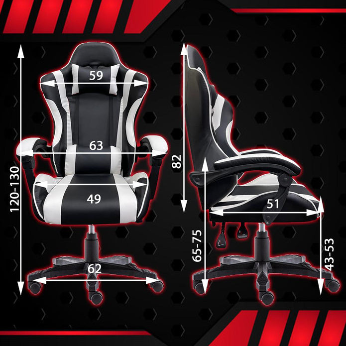 Gaming Chair Office Computer Seating Racing PU Executive Racer Recliner Large Black White