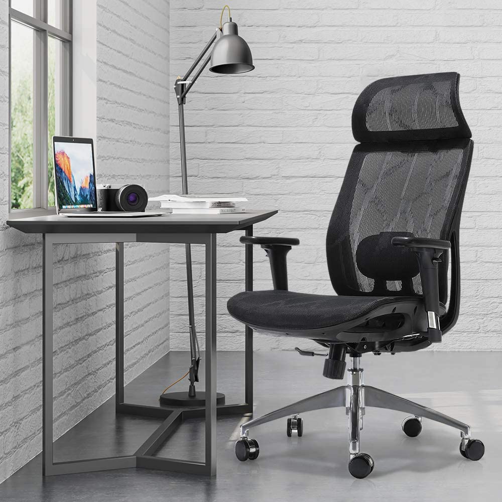 Ergonomic office chair Breathable High-Back Mesh Adjustable Lumbar Support 3D Armrests Tilt Function 360° Rotating Wheels