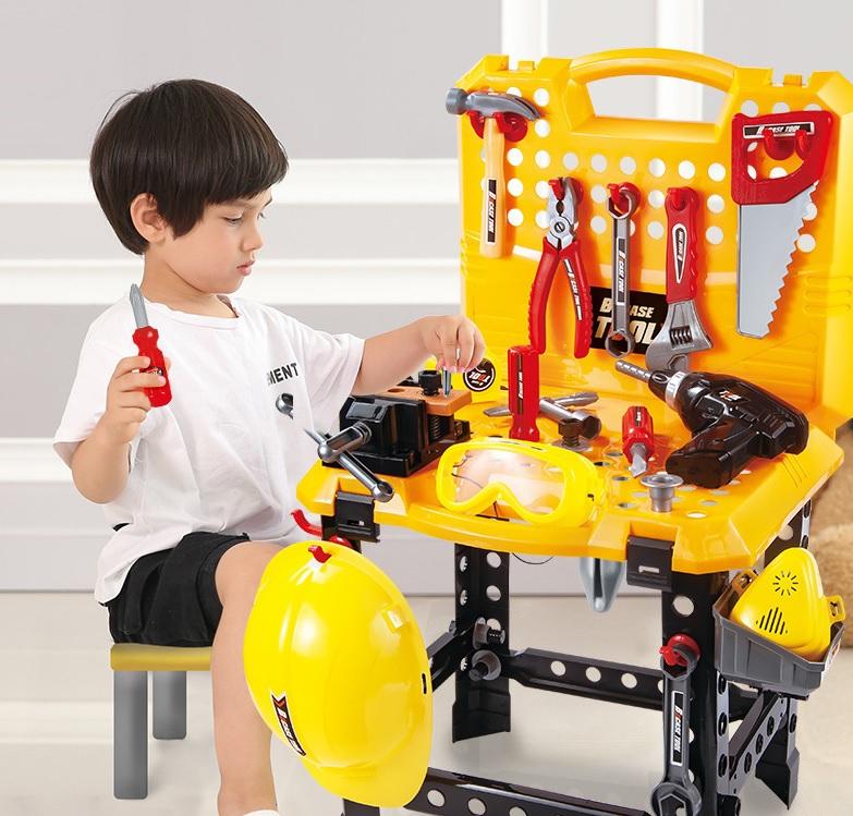 Toy Power Workbench, Kids Power Tool Bench Construction Set with Tools and Electric Drill