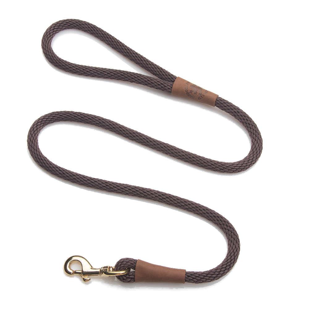 Mendota Clip Leash Small - lengths 3/8in x 6ft(10mm x1.8m) Made in the USA - Dark Brown