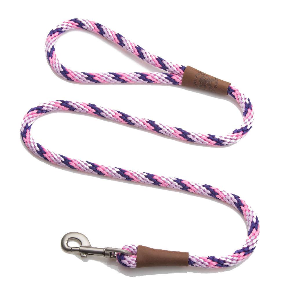 Mendota Clip Leash Small - lengths 3/8in x 6ft(10mm x1.8m) Made in the USA - Tricolour Lilac