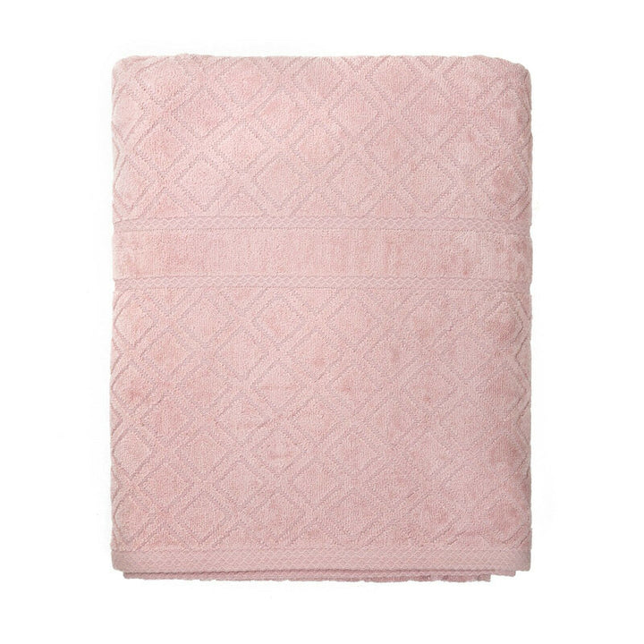 Premium Velour Diamond Design Jacquard Bath Towel (Pink)