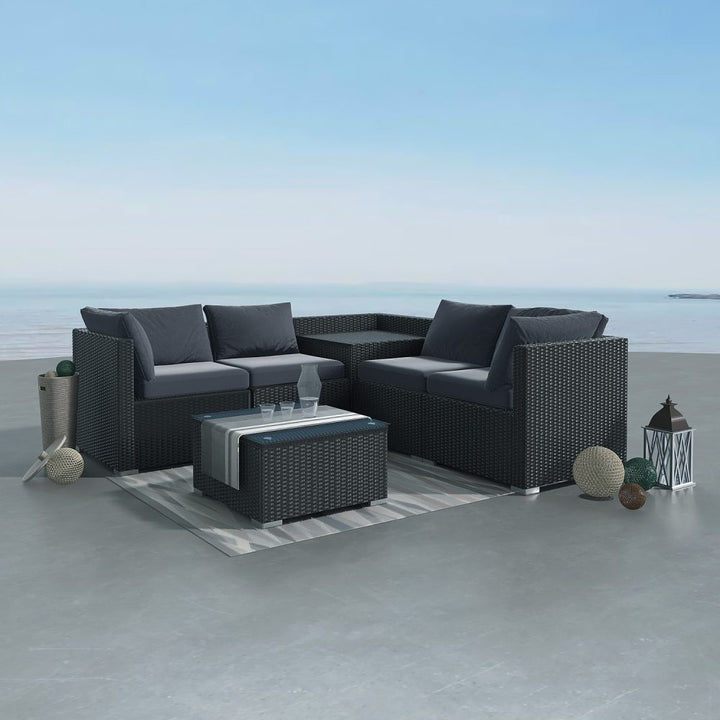 6PCS Outdoor Modular Lounge Sofa Coogee-Black