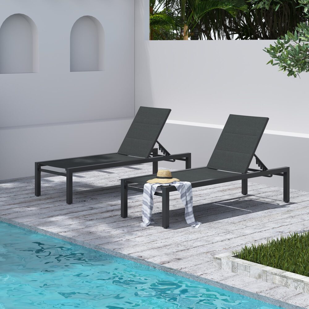 Adjustable Outdoor Sun Lounger in Aluminium Dark Grey