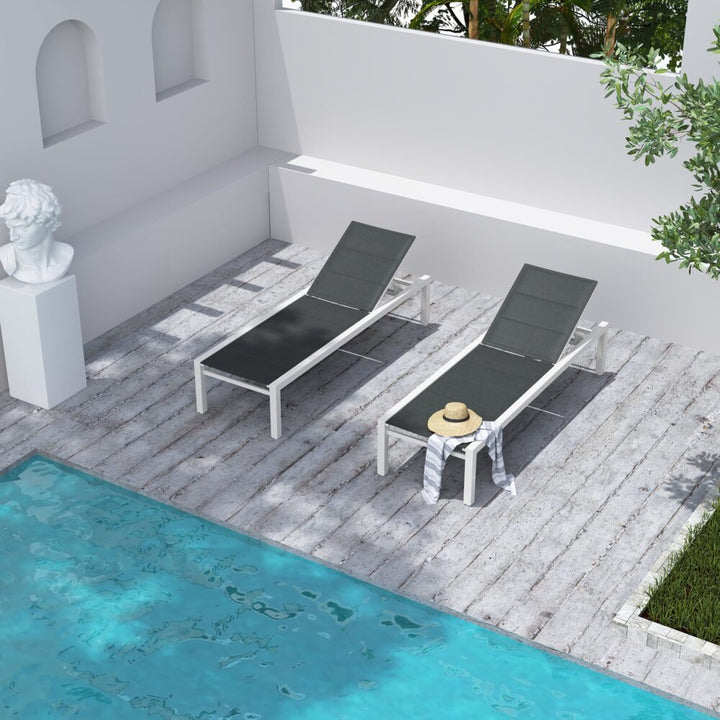 Adjustable Outdoor Sun Lounger in Aluminium White