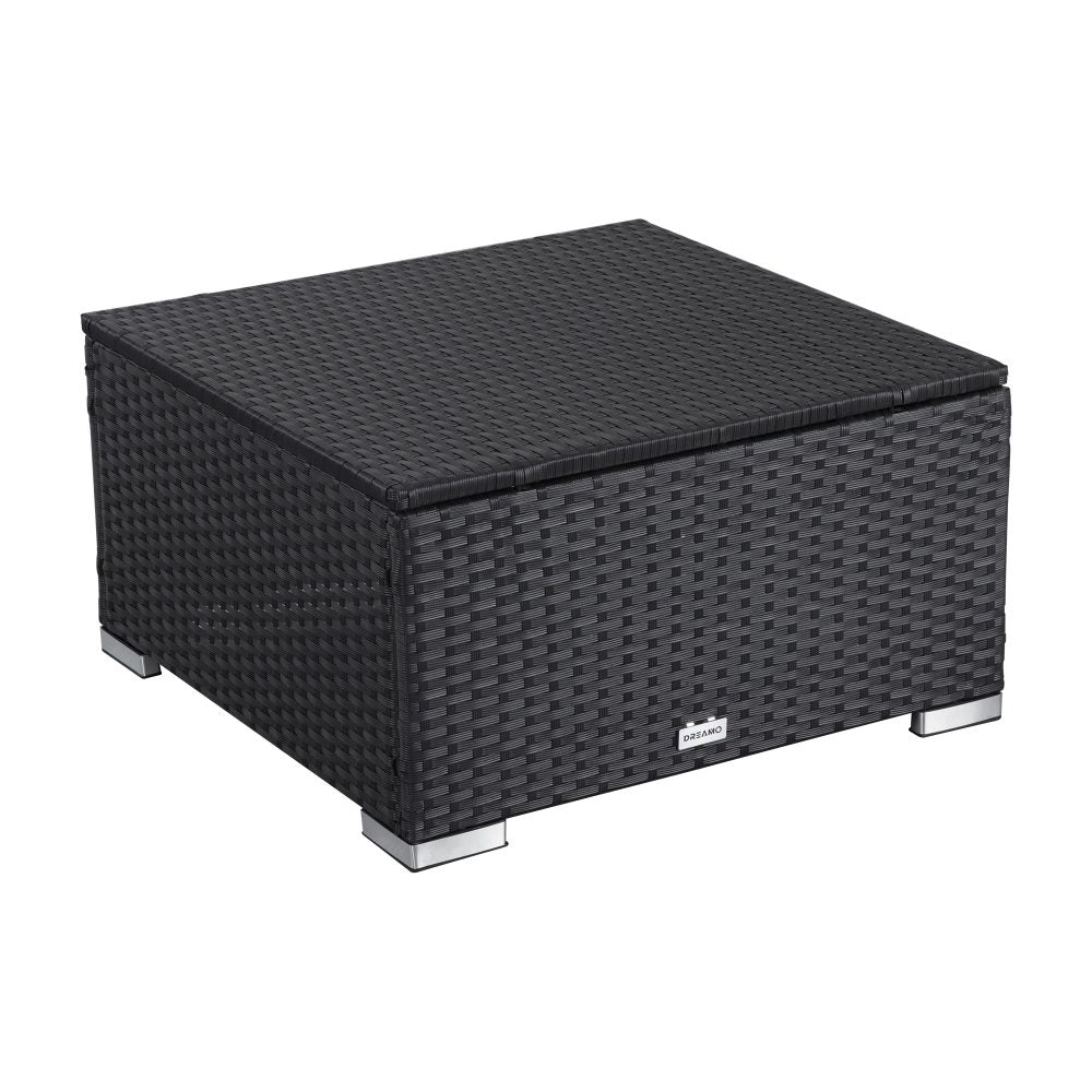 Outdoor wicker ottoman in Black