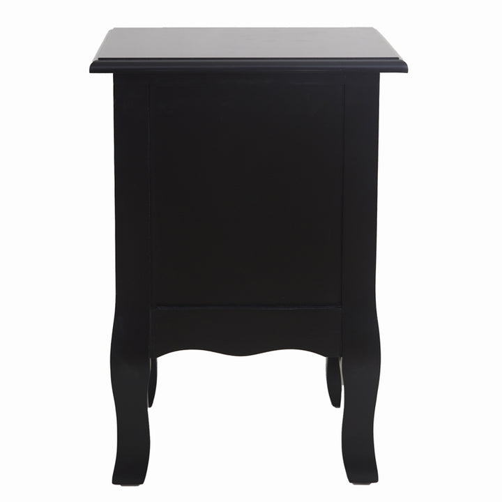 French Bedside Table Nightstand Black Set of 2