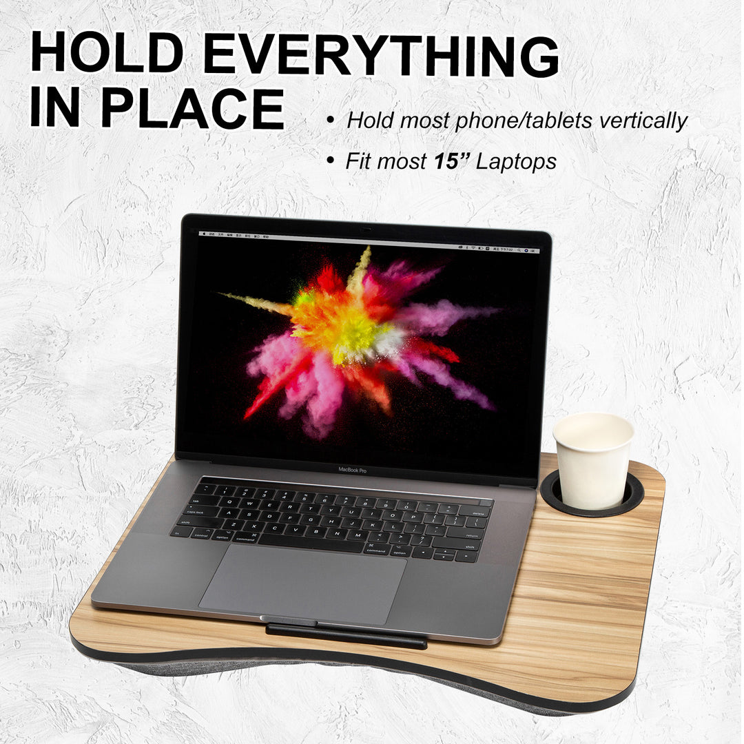 Lap Desk Laptop Stand Phone Tablet Cup Holder Cushioned Lapdesk Arc ACACIA MAPLE