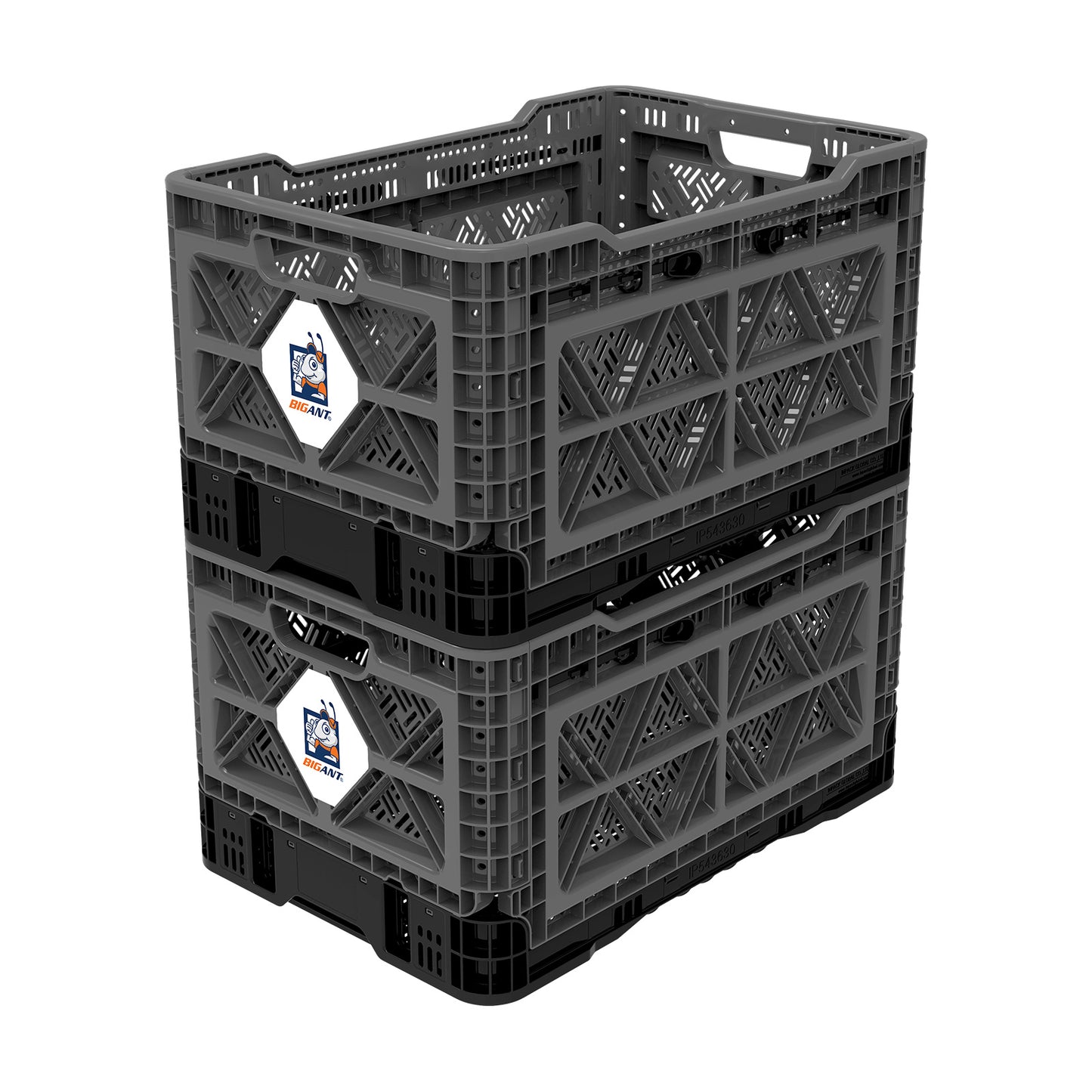 48L Smart Foldable Stackable Crate Tool Collapsible Storage Box - Charcoal