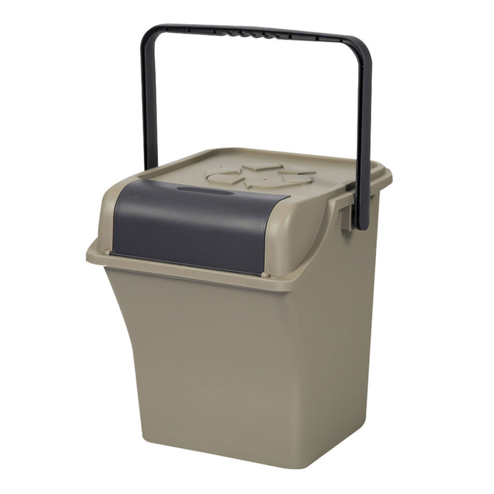 2 Set 45L Stackable Recycle Bin Brown Rubbish Open-Touch Flip Lid