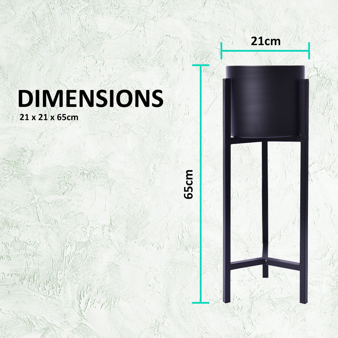 Plant Stand 65cm Planter Shelf Rack Display Steel 1 Tier BLACK