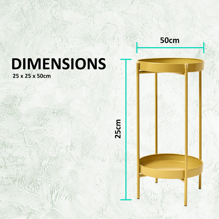 Plant Stand 50cm Planter Shelf Rack Display Steel 2 Tier GOLD