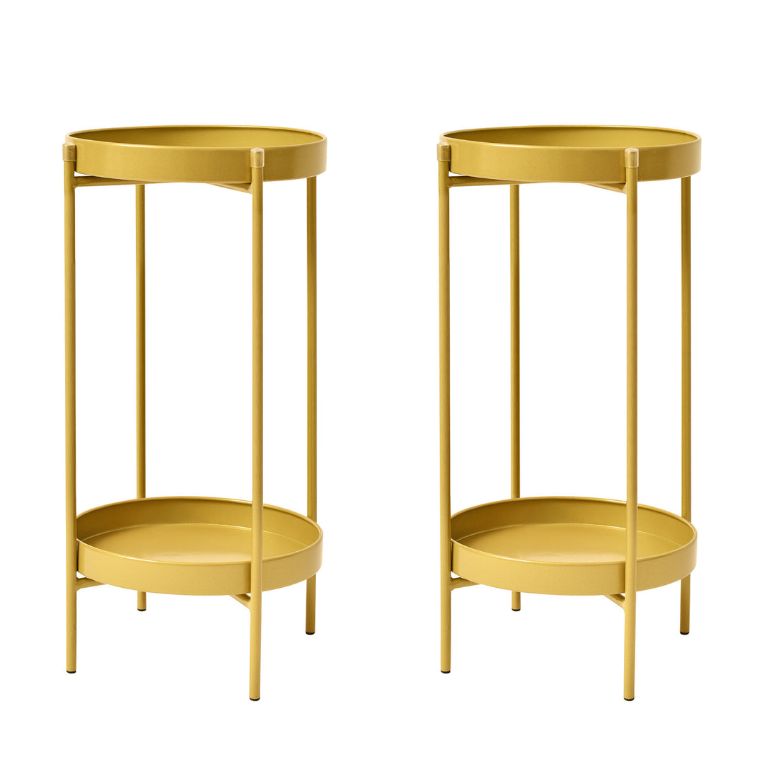 2X Plant Stand 50cm Planter Shelf Rack Display Steel 2 Tier GOLD