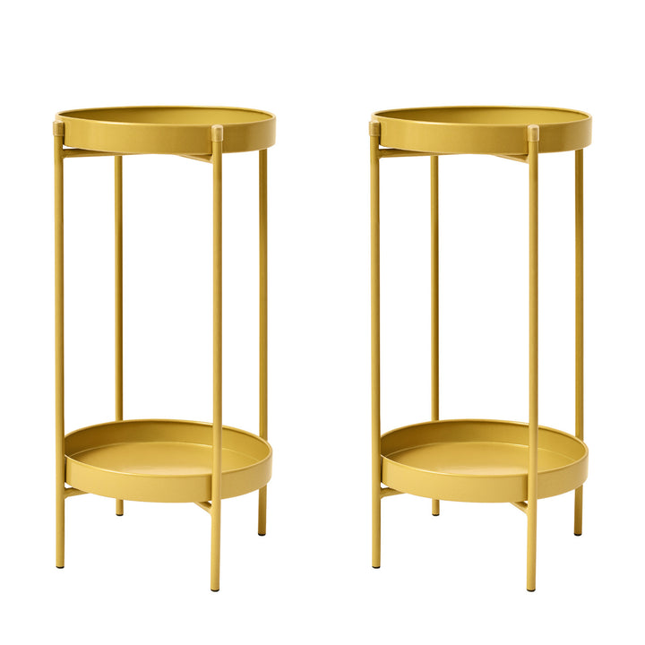 2X Plant Stand 50cm Planter Shelf Rack Display Steel 2 Tier GOLD