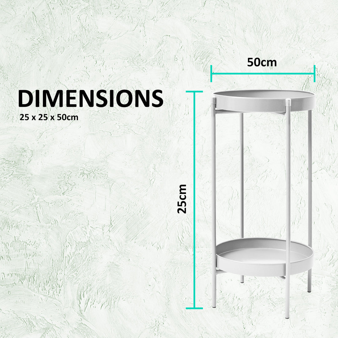 Plant Stand 50cm Planter Shelf Rack Display Steel 2 Tier WHITE