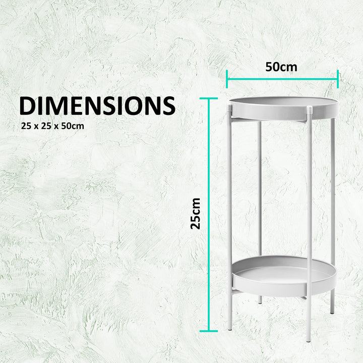 2X Plant Stand 50cm Planter Shelf Rack Display Steel 2 Tier WHITE