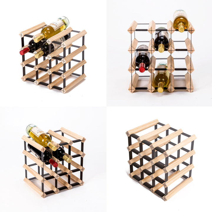 Timber Wine Rack Storage Cellar Organiser 12 Bottle