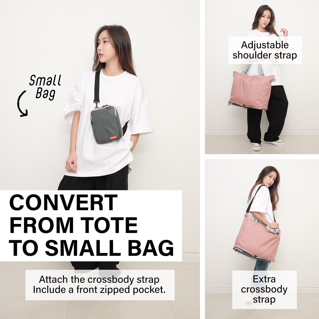 Shopper Bag Tote Bag Foldable Travel Laptop Grocery Nylon KO-DUAL PINK