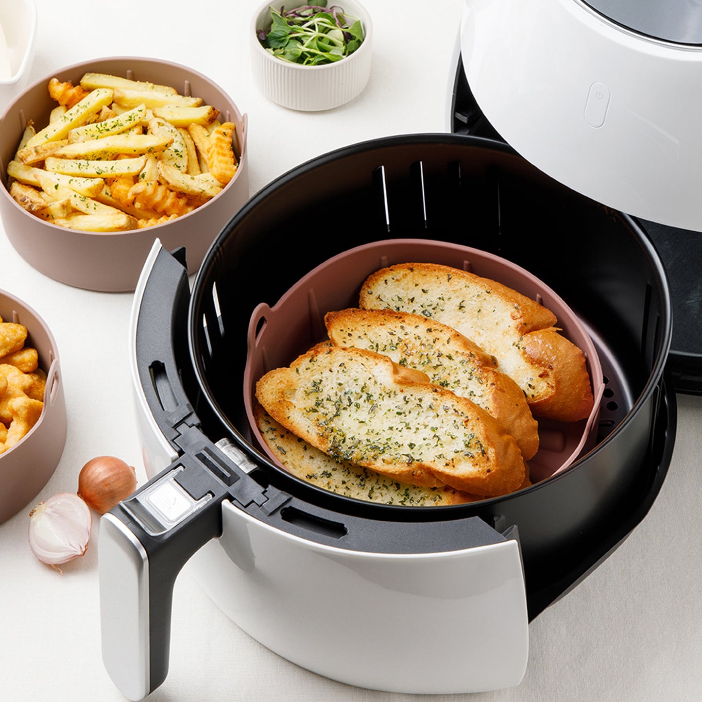 Airfryer Reusable Silicone Pot Large Brown Nonstick Nontoxic