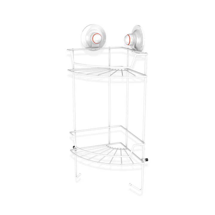 Double Corner Shelf Removable Suction Small WHITE