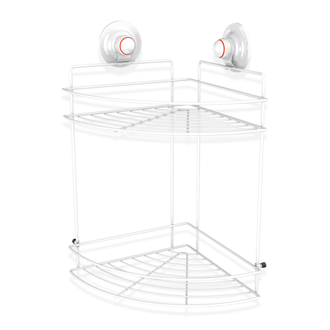 Double Corner Shelf Removable Suction Large WHITE