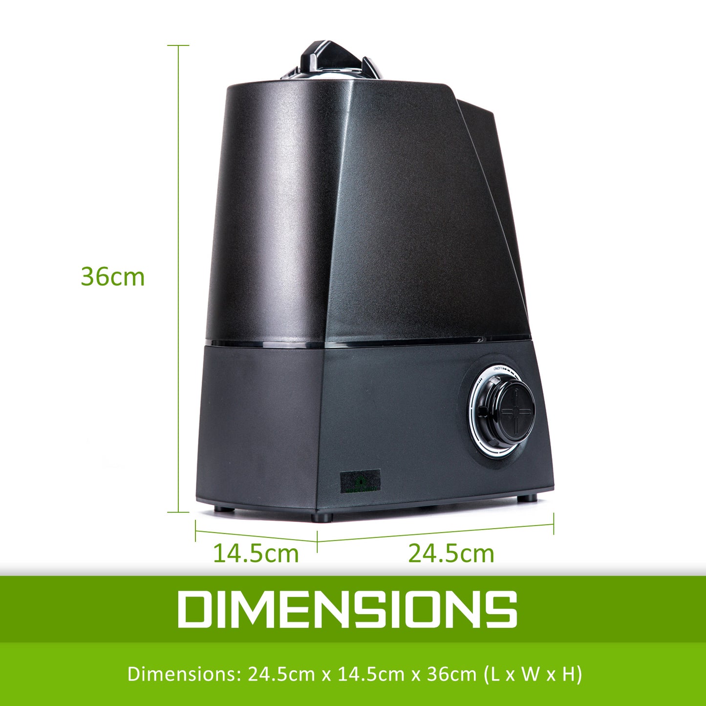 Air Humidifier Ultrasonic Cool Diffuser 6L BLACK